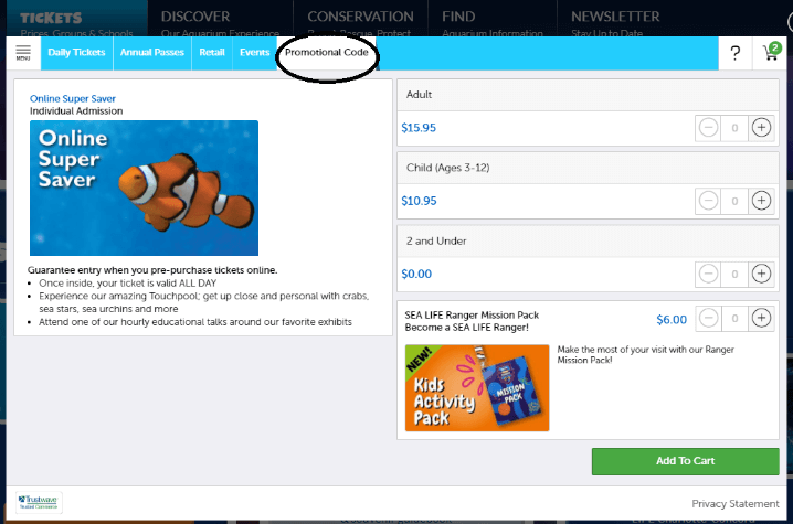 SeaLife Charlotte Concord Promo Code Online