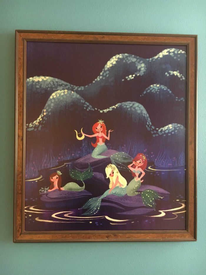 mermaid painting in Polynesian Village Resort villa bathroom