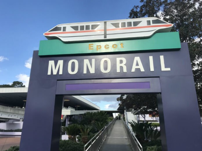 sign for monorail to EPCOT at Disney World