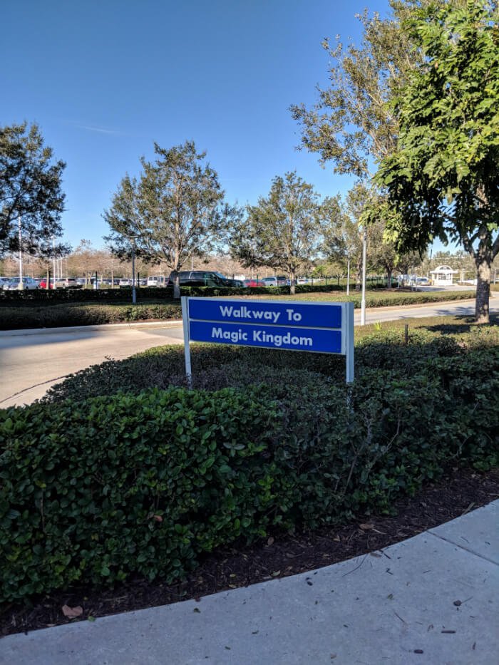 walkway to Magic Kingdom sign in front of Bay Lake Tower at Contemporary Resort in Disney