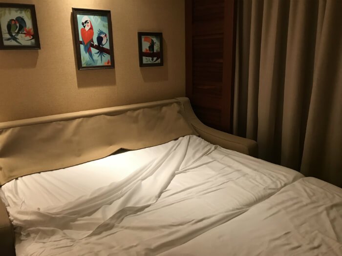 pull out sofa bed in Polynesian Village Resort villa