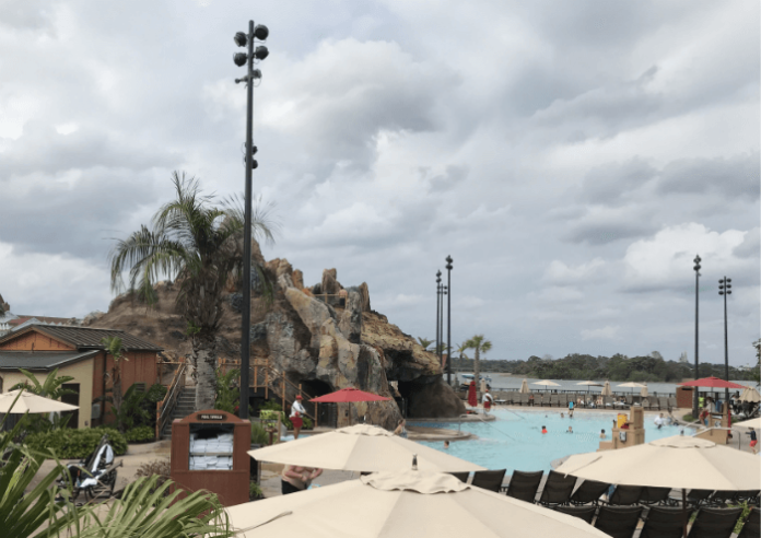 Polynesian Village Resort pool and volcano slide