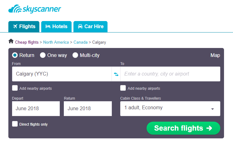 How to get cheap flights from Calgary Alberta