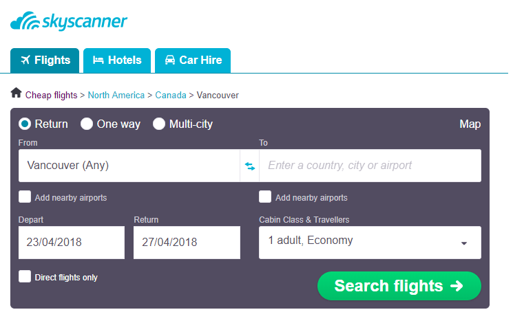 Step by step guide for getting cheap flights from Vancouver