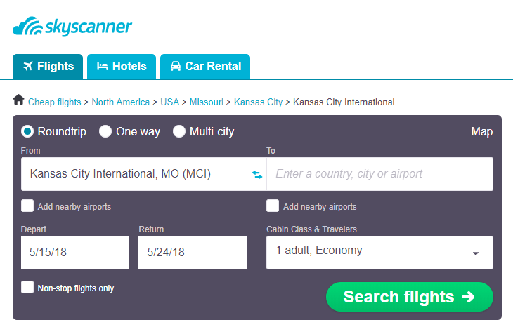 How to get cheap flights from Kansas City Missouri airfare deals