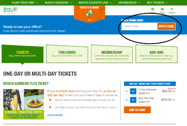 Promo Code for Busch Gardens Williamsburg 2018 | Green Vacation Deals