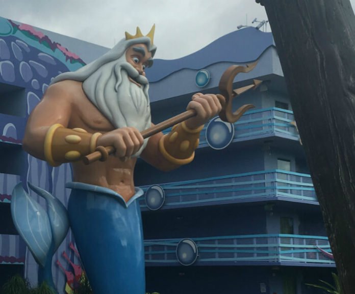 King Triton outside Art of Animation hotel Little Mermaid section