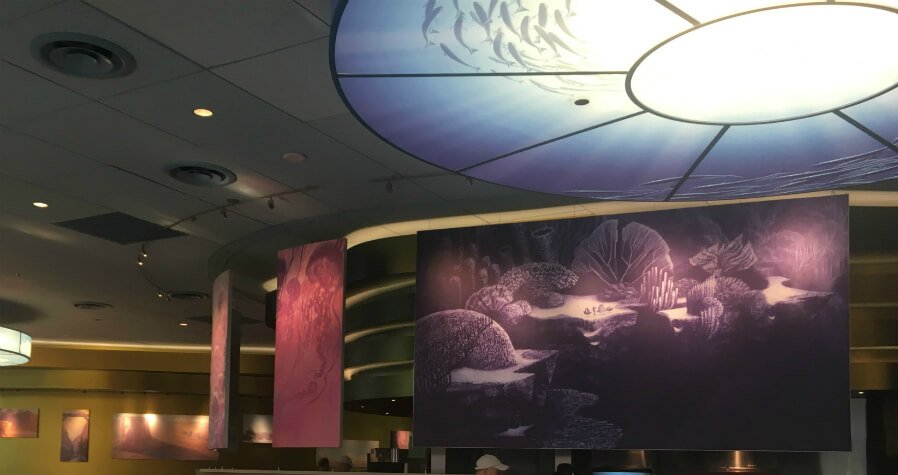 art of animation food court Landscape of Flavors paintings ceiling