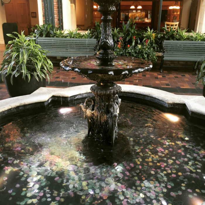 fountain lobby Port Orleans French Quarter hotel Orlando