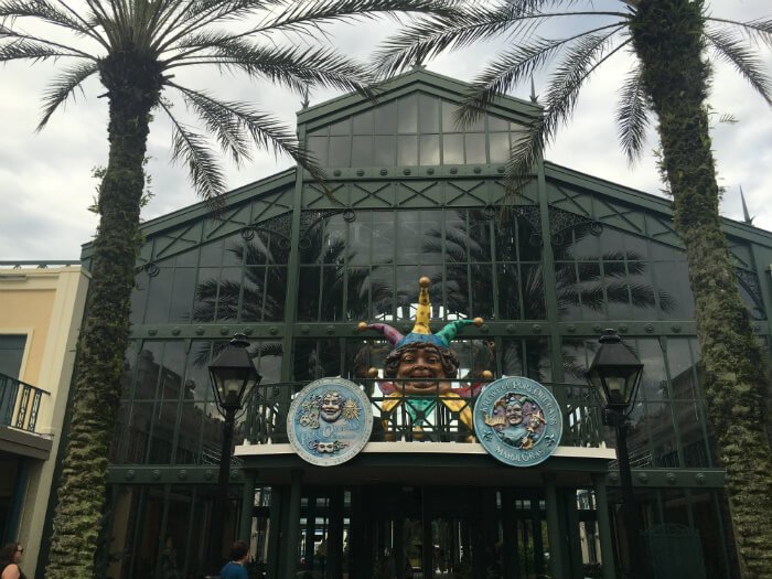 Disney's Port Orleans French Quarter hotel exterior Mardi Gras theme