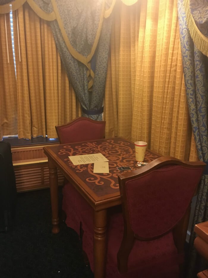 Disney's Port Orleans Riverside Royal Hotel Room table chairs curtains