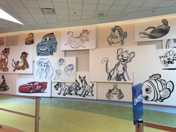 Art of Animation lobby cartoon cells Disney World