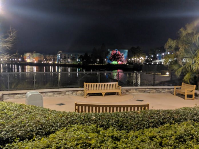 view of Art of Animation hotel from Pop Century resort at Disney World