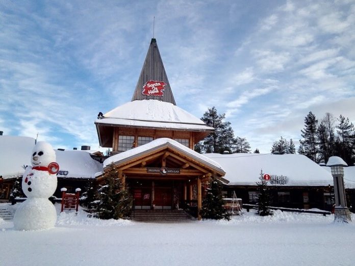 Enjoy Lapland Finland Christmas holiday meet Santa at Santa's Village ski snomobile dog sled reindeer sleigh