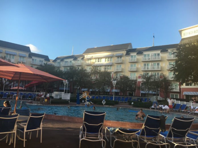 Families enjoying pool at Disney's Boardwalk Inn in Orlando FL