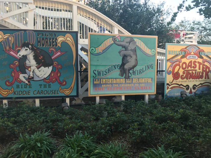 Beautiful playful colorful signs at Disney's Boardwalk Inn pool