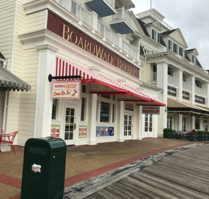 Boardwalk Bakery has refillable mug option & great affordable food in Walt Disney World