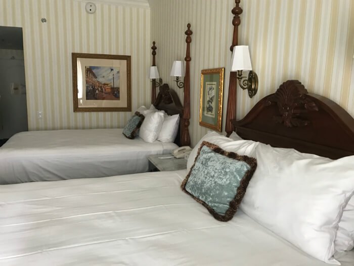 Comfortable beautiful beds at Walt Disney World's Boardwalk Inn in Orlando Florida