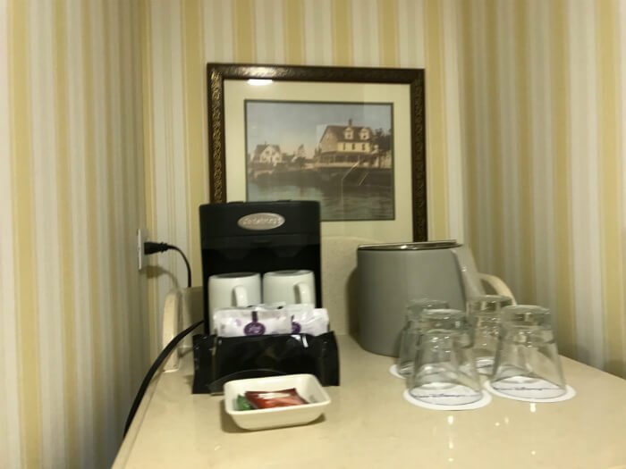 Decorated coffee & drink area to Disney's Boardwalk Inn rooms