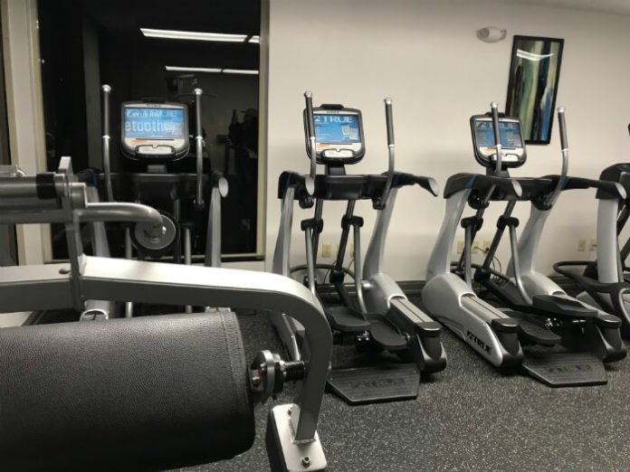 fitness center inside Wyndham Grand Pittsburgh Downtown at night