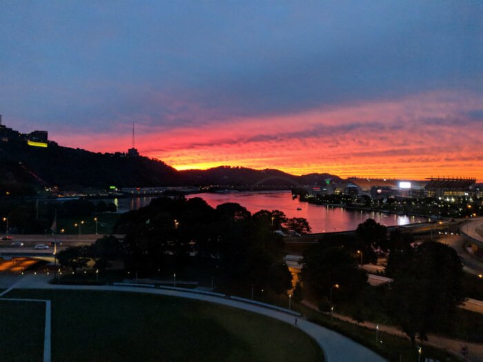 Beautiful sunset views from the 12th floor of Wyndham Grand Pittsburgh Downtown