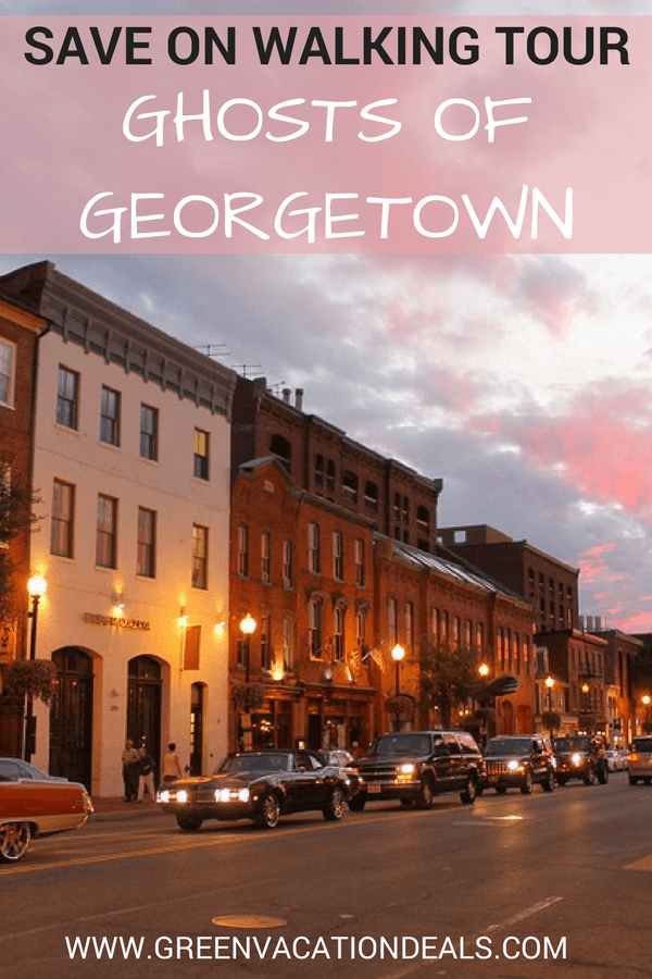 50% off spooky Ghosts of Georgetown Walking Tour. Historian takes you through beautiful Victorian row houses & gardens in famous Washington DC neighborhood telling you tales of murder, mayhem, curses & hauntings. Tour ends near Georgetown University & the infamous stairs from the Exorcist. Discounted price. Savings. Great activity if you're traveling to Washington D.C. & you're a believer or a fan of the paranormal or you want to believe