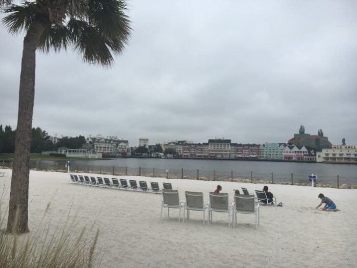 Beach area of Disney on-site hotel at Walt Disney World Resort