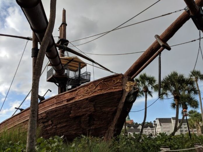 Pirate ship slide at Disney Beach & Yacht Club Resort in Orlando