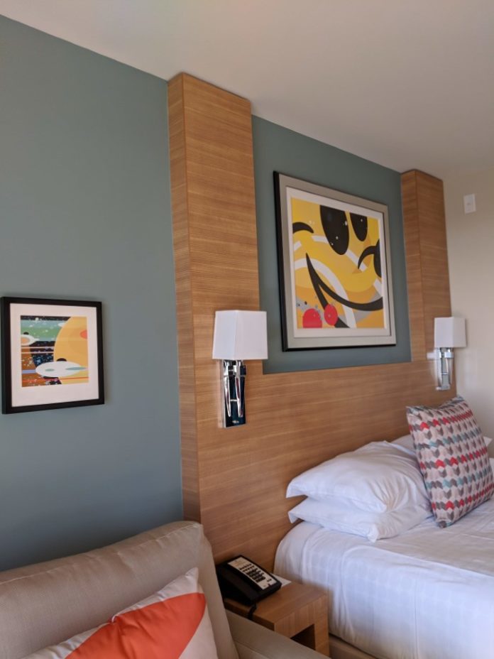 The rooms at Bay Lake Tower have spacious living/bed areas