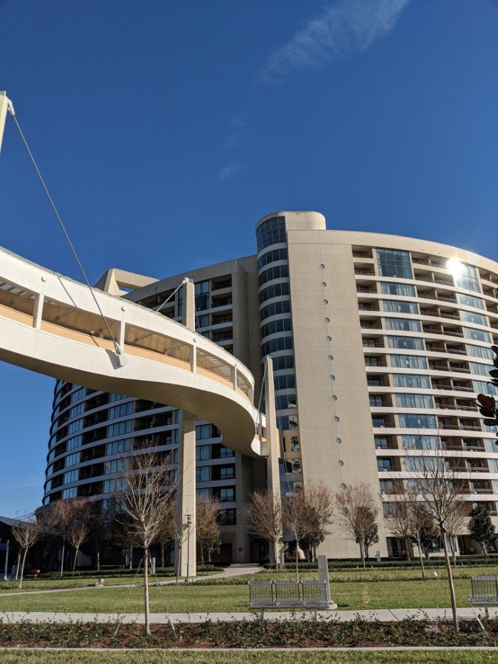 Covered walkway makes Bay Lake Tower convenient to Contemporary Resort