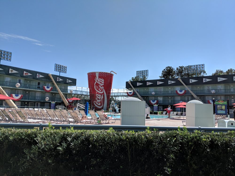 Benefits of the baseball section at Disney World's All Star Sports is the pool