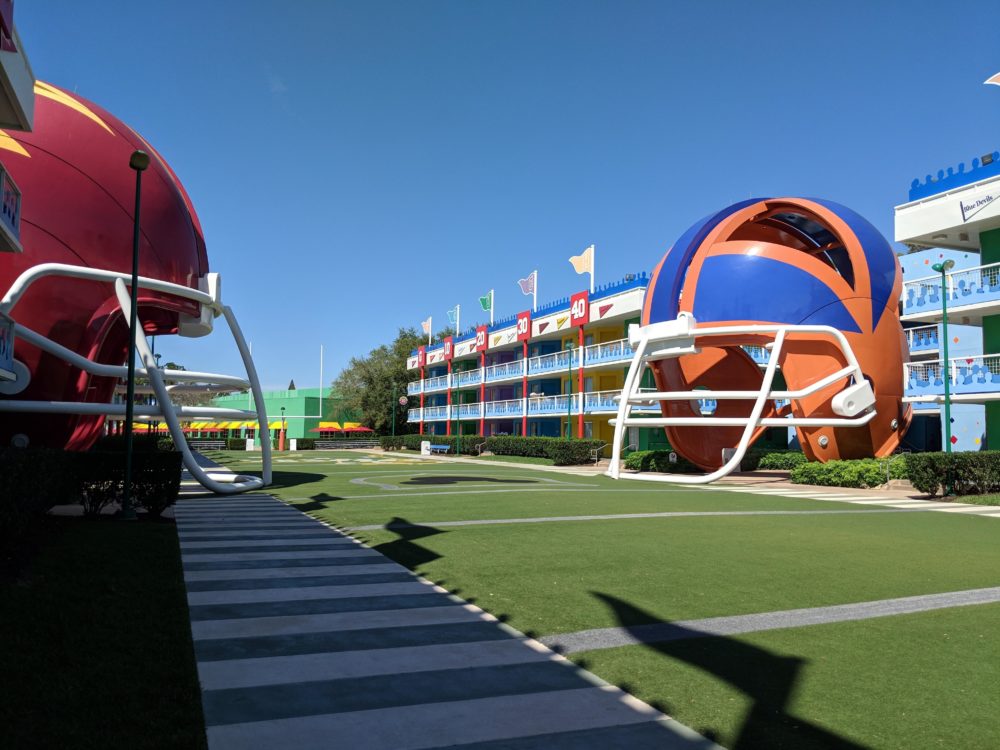 A look at the brilliant theming of Disney's sports themed hotel in Orlando Florida