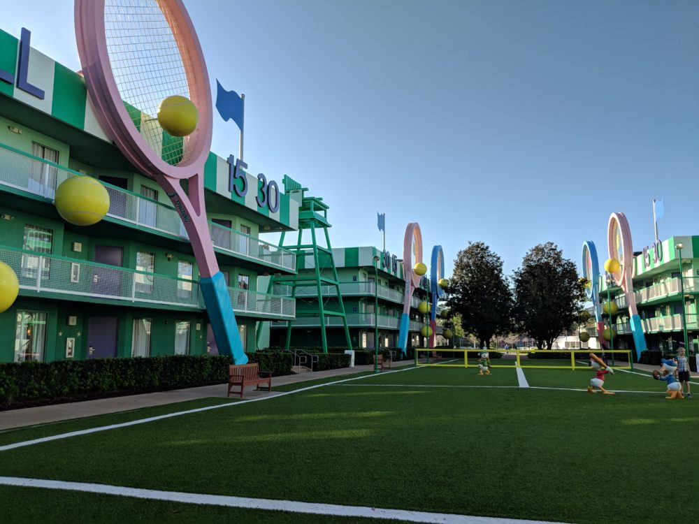 Tennis themed section of Disney's All Star Sports hotel