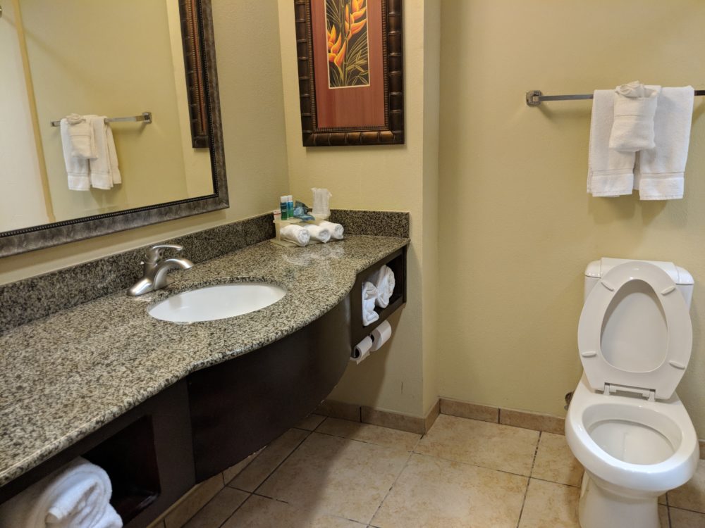 Holiday Inn Express Busch Gardens Tampa Florida has spacious bathrooms