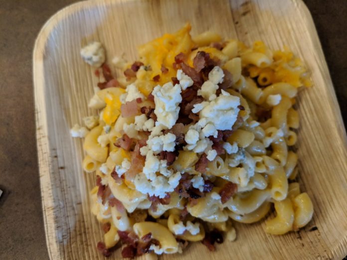 A picture of the Bacon and Blue Mac-n-Cheese available at SeaWorld's Seven Seas Food Festival in Orlando FL.