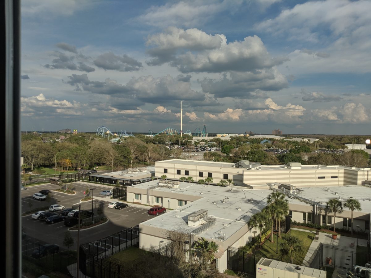 See SeaWorld & Aquatica theme parks from you room at Hilton Garden Inn in Orlando Florida