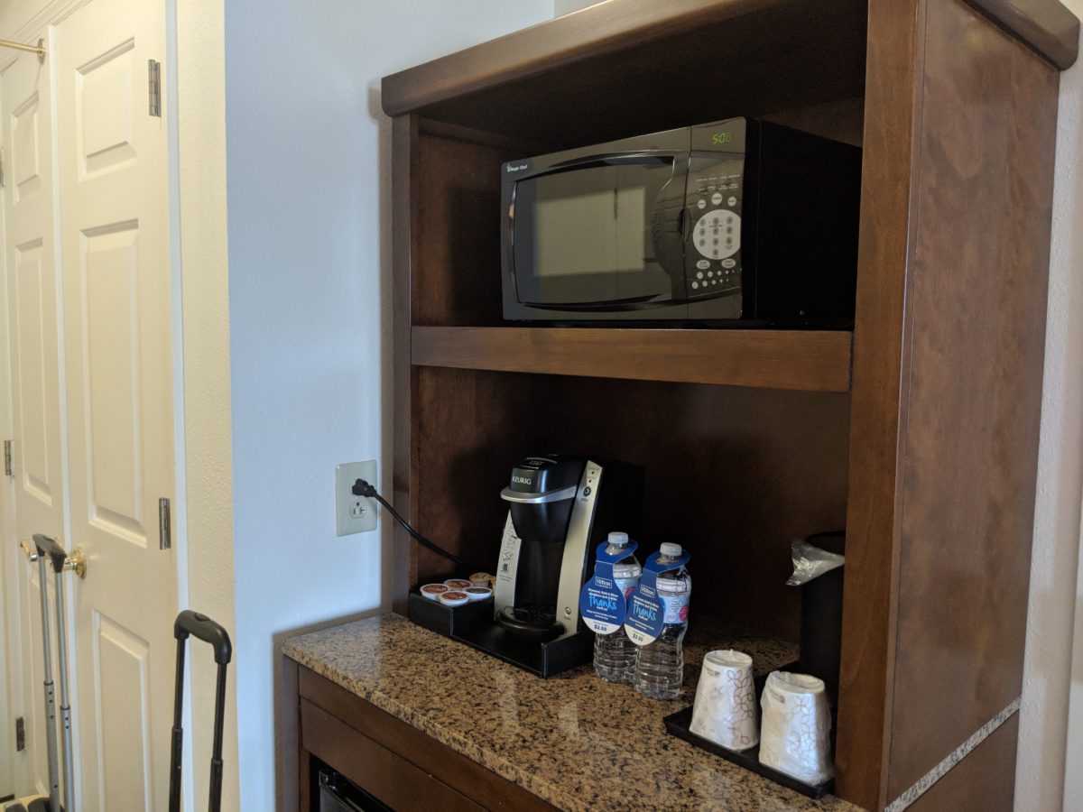 Hilton Garden Inn Orlando at SeaWorld has great amenities such as a coffee maker, fridge & microwave