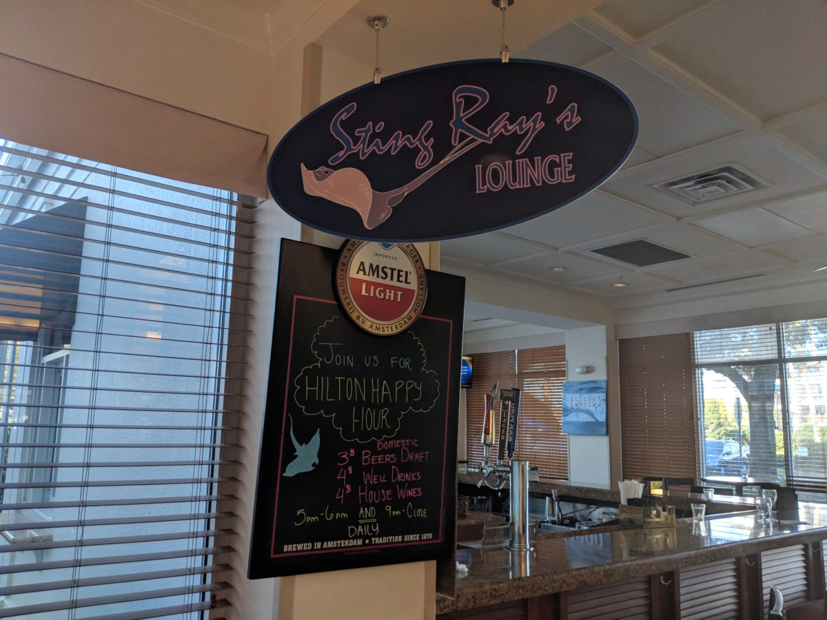 Sting Ray's Lounge is a great feature of Hilton Garden Inn Orlando at SeaWorld. You can enjoy adult beverages there.