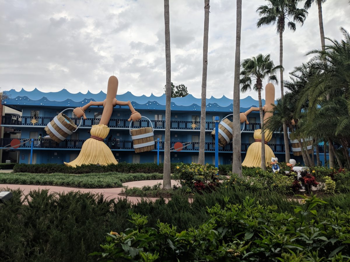 All Star Movies Resort in Orlando, Florida has Disney movied themed sections, like Fantasia