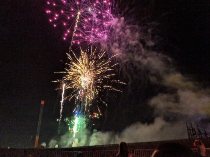 A picture of fireworks at night at Busch Gardens Tampa, a reason to attend Summer Nights at this Florida theme park known for thrill rides