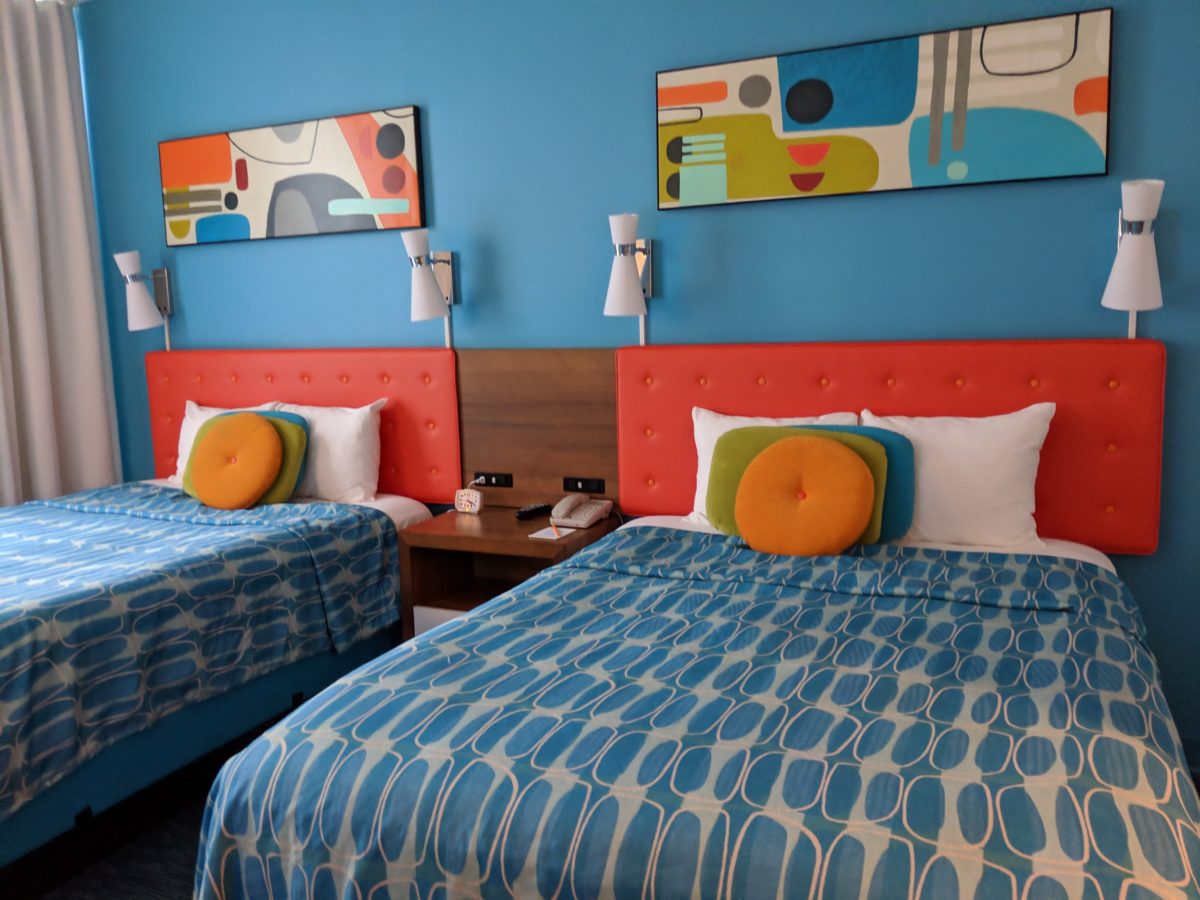 A picture of the beds in the rooms at Universal's Cabana Bay Beach Resort