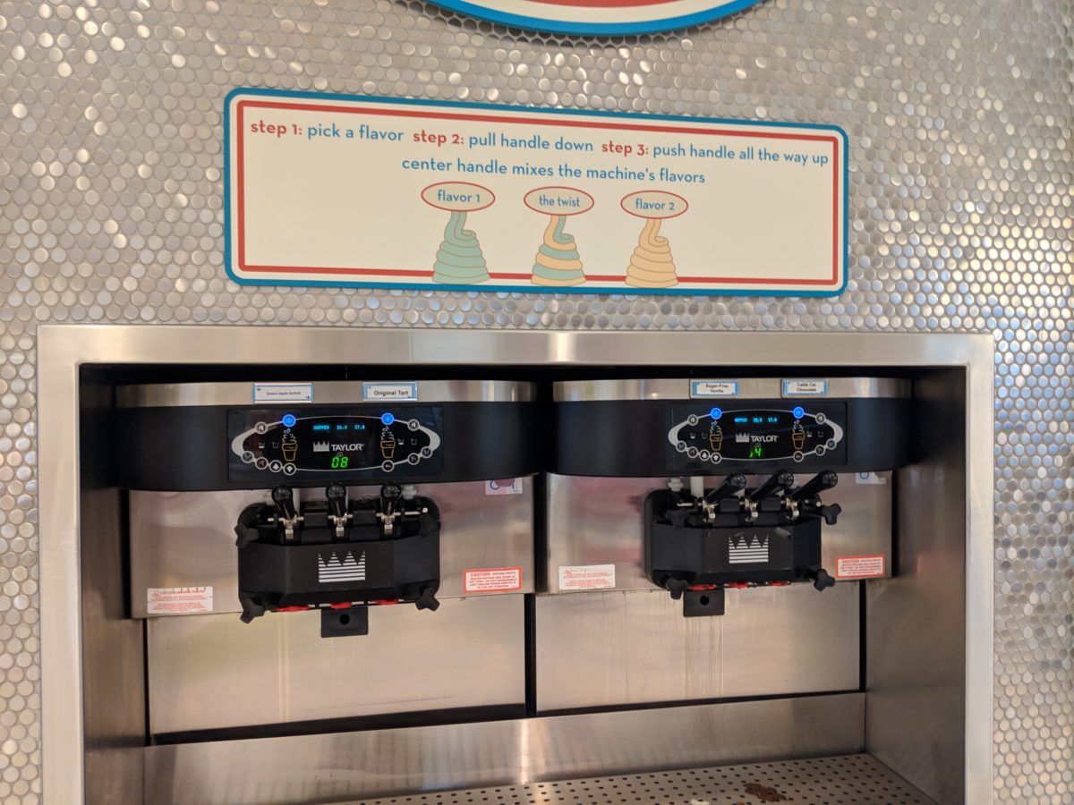 A picture of the self serve yogurt at Bayliner Diner at Universal Orlando Florida's Cabana Bay Beach Resort