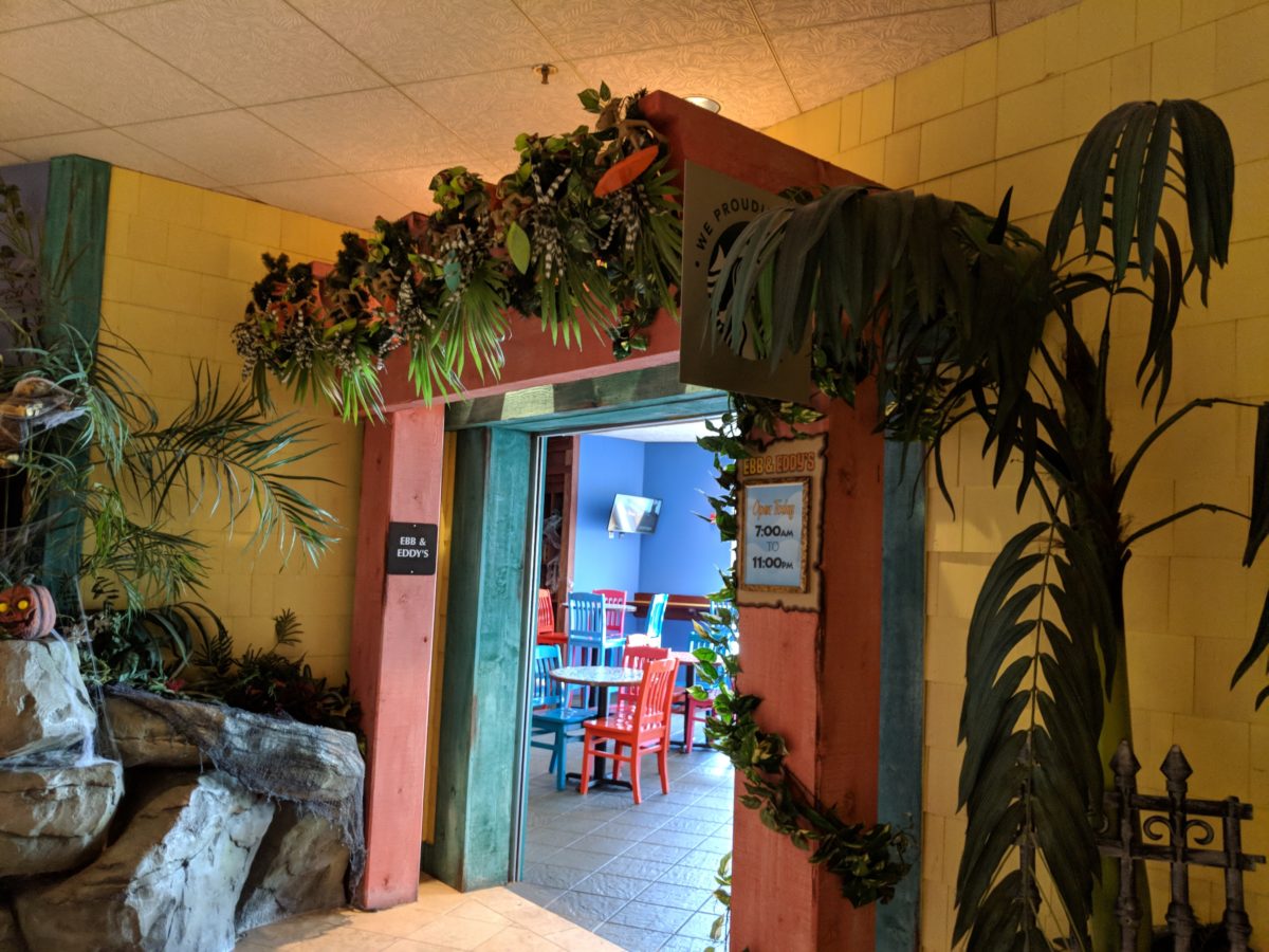 A fully Caribbean themed Ebb & Eddy's restaurant at Castaway Bay Resort & Water Park on Cleveland Road in Sandusky