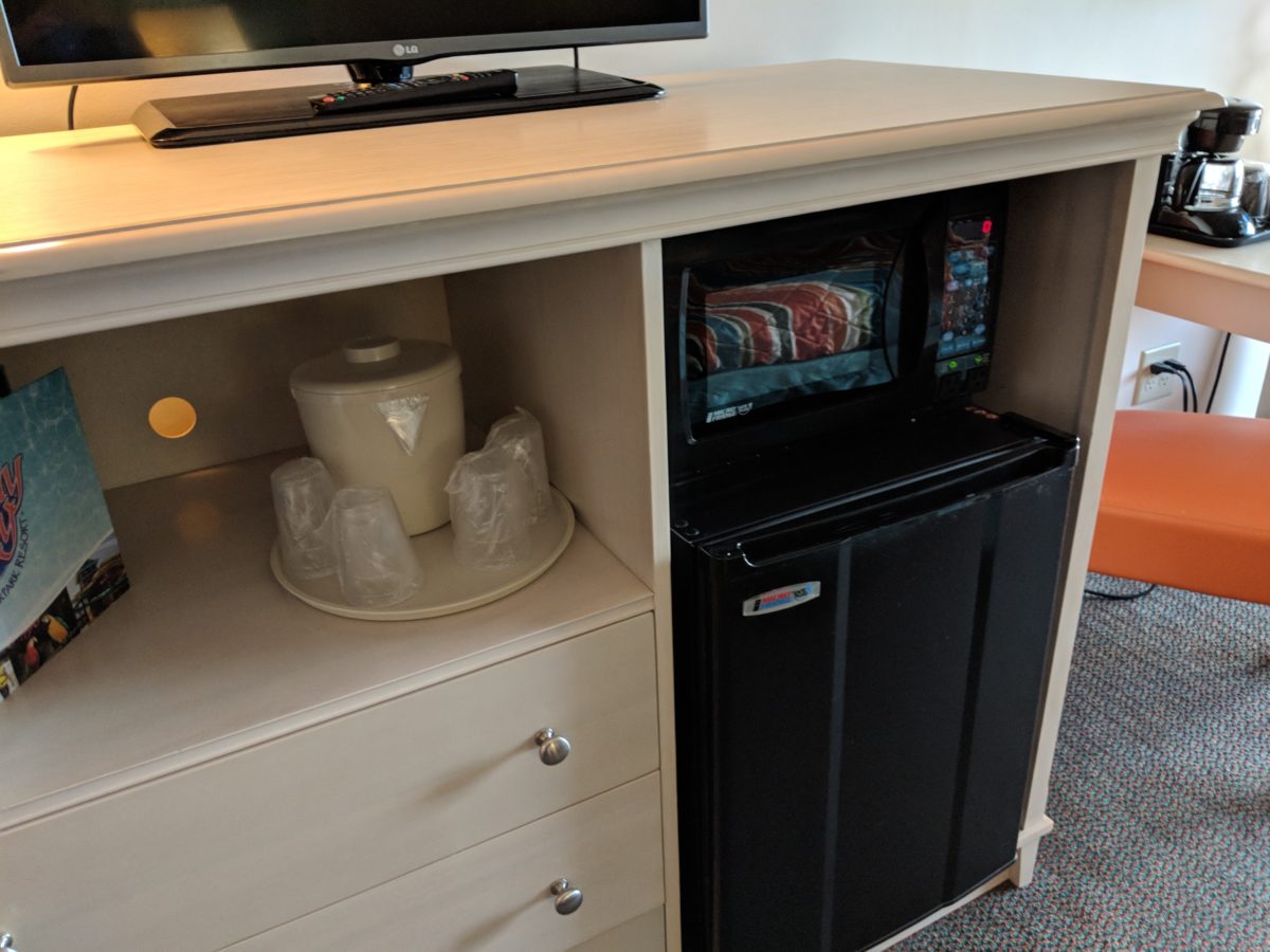 I love the refrigerator & microwave at the family rooms at Castaway Bay's Cedar Point in Sandusky OH