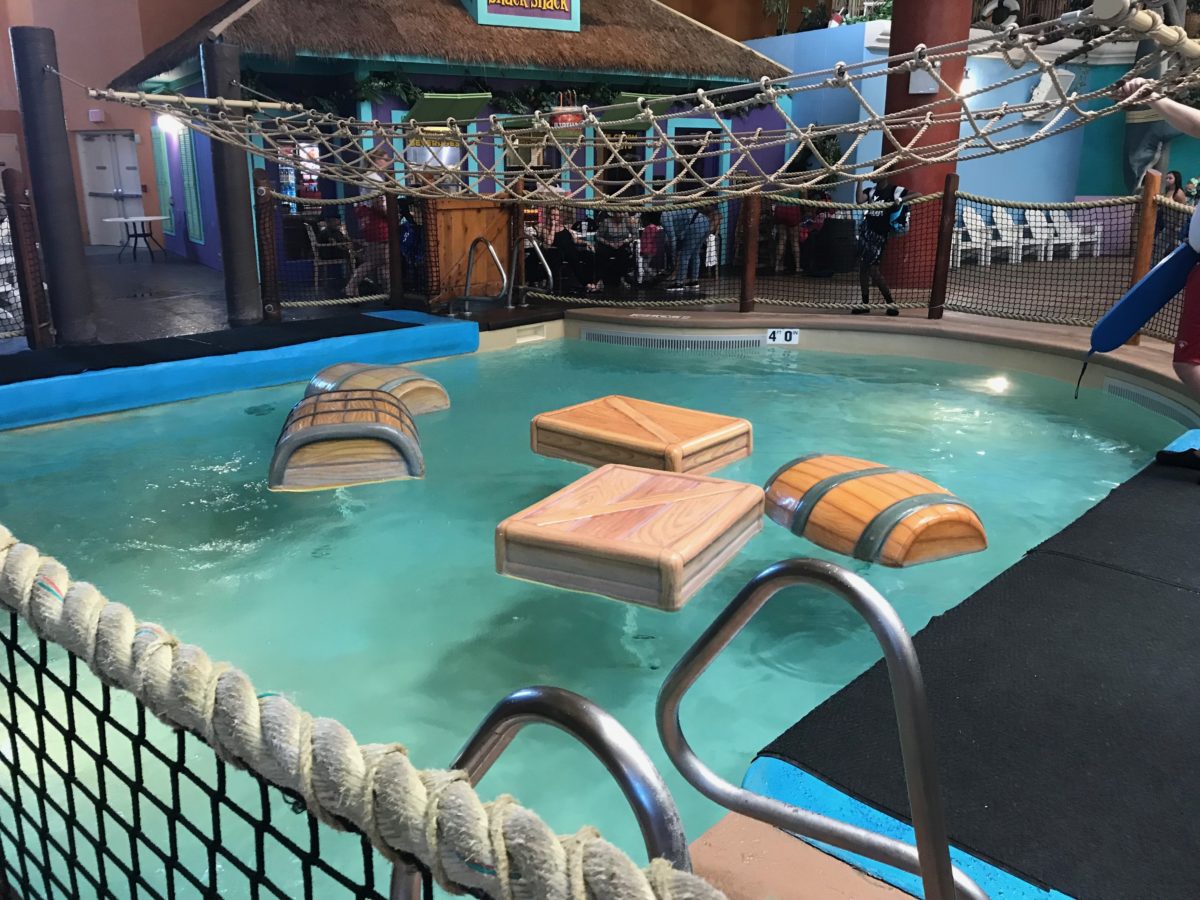 Enjoy fun objects in the pool at Castaway Bay's water park in Sandusky OH