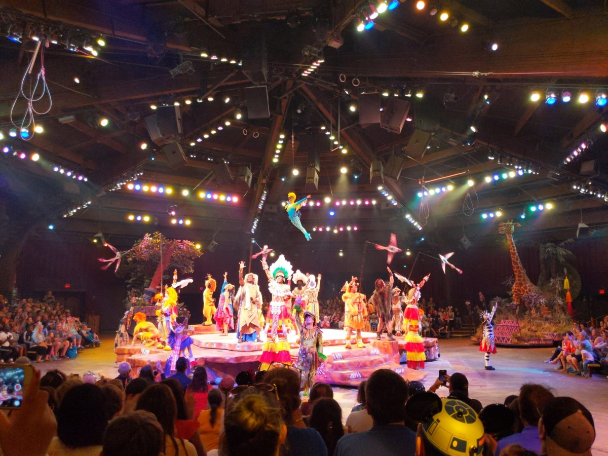 One way to beat the heat at Disney's Animal Kingdom is to watch the Festival of the Lion King indoors