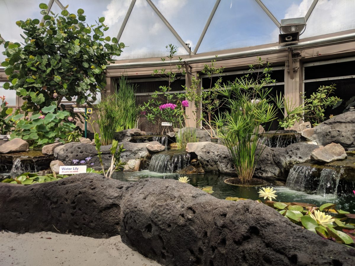 Disney's EPCOT has an indoor air conditioned pavilion with a boat ride where you tour a greenhouse