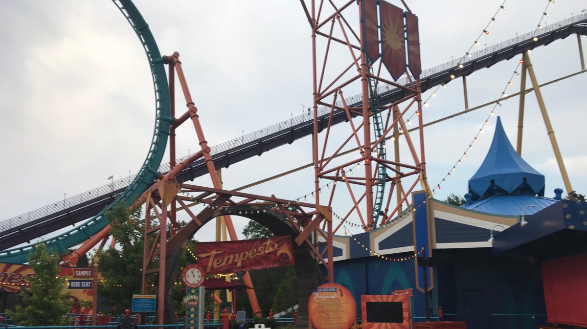 A picture of Tempesto roller coaster. Enjoy lots of roller coasters when you visit Busch Gardens theme park in Historical Williamsburg
