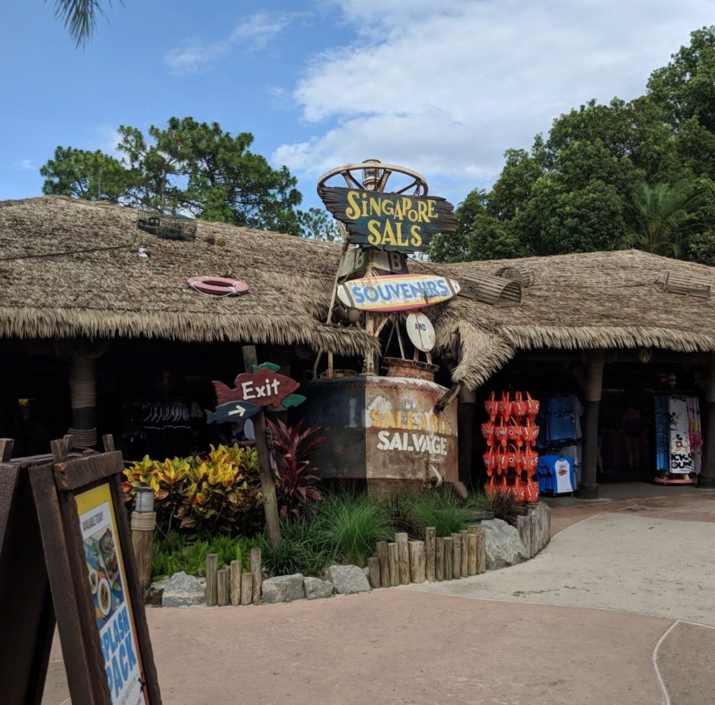 Gift store called Singapore Sals at Typhoon Lagoon Water Park in Walt Disney World Florida