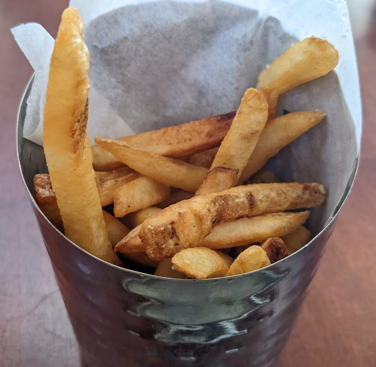 A picture of French Fries that came with my burger at Colonial Williamsburg's Art Museum's restaurant